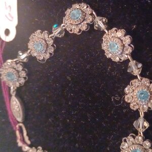 Liz Palacios Vintage Nouveau Bracelet Swarovski Crystals Blue NWT